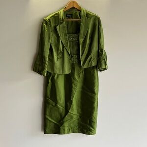 Adrianna Papell Olive Satin Ensemble